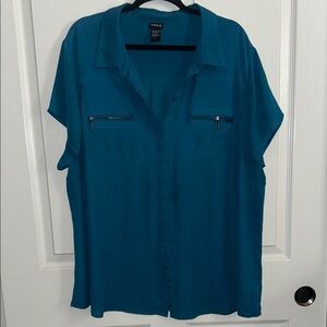 Torrid Blue Button Down Short Sleeve Top
